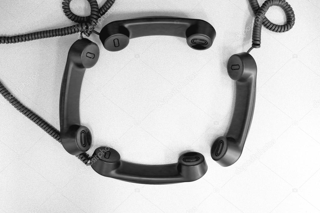 Phone Headsets placed in a Circle