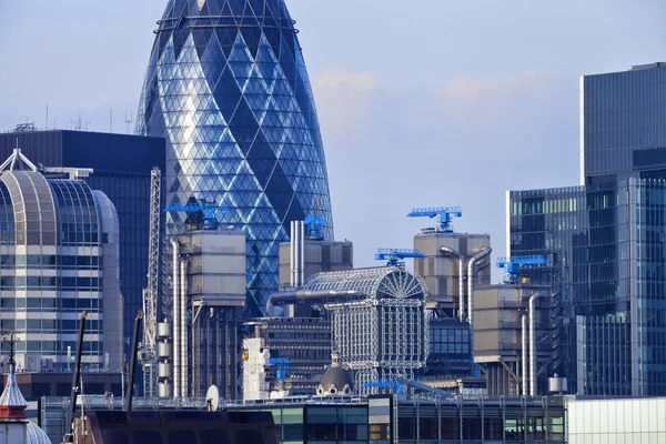 London cityscape with Gherkin and Lloyd's building — Stock Photo, Image