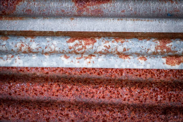 Sharp Edges Rusty Metal Sheets Placed Floor Old Aged Weathered — Stock Photo, Image