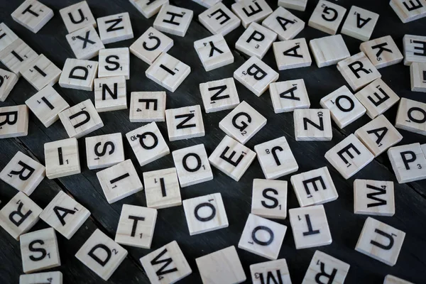 Chon Buri Thailand Nov 2020 Heap Scrabble Letters Wooden Background — Stock Photo, Image