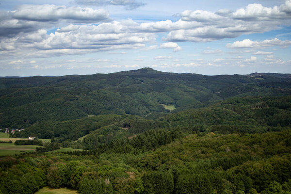 The view from the Nuerburg over the landscape in the Eifel