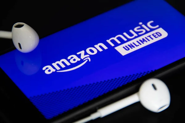 Rheinbach Mai 2021 Nahaufnahme Des Logos Amazon Music Unlimited Auf — Stockfoto