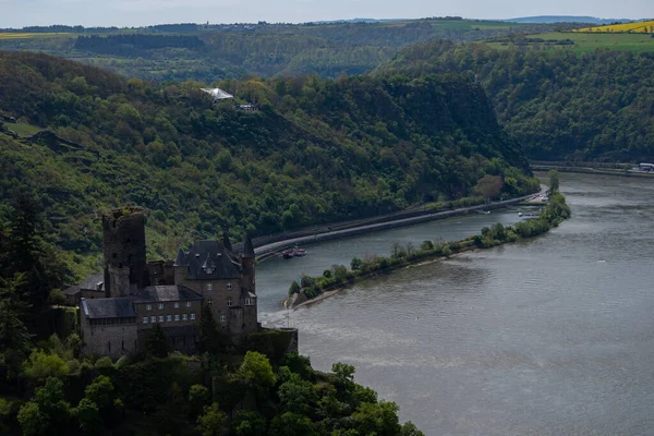 Vista Castelo Katz Reno Loreley Perto Goarhausen — Fotografia de Stock