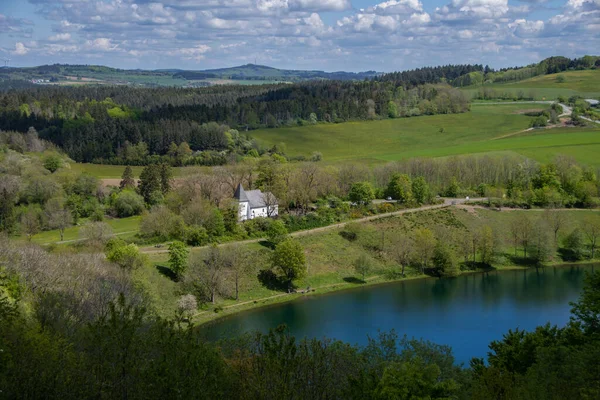 Vista Desde Arriba Weinfelder Maar Capilla Weinfelder —  Fotos de Stock