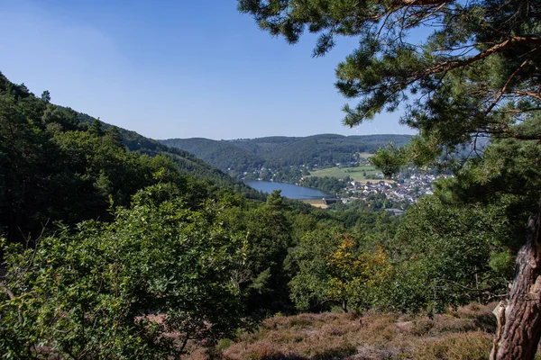 Pohled Pohledu Engelsblick Obermaubach Přehradu — Stock fotografie