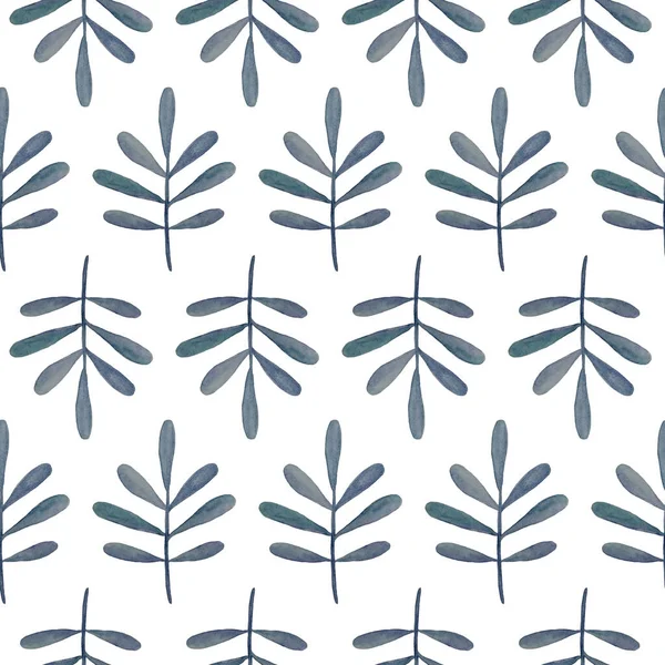 Naadloos Bloemenpatroon Met Aquarelbladeren Een Witte Achtergrond Voor Behang Pakpapier — Stockfoto