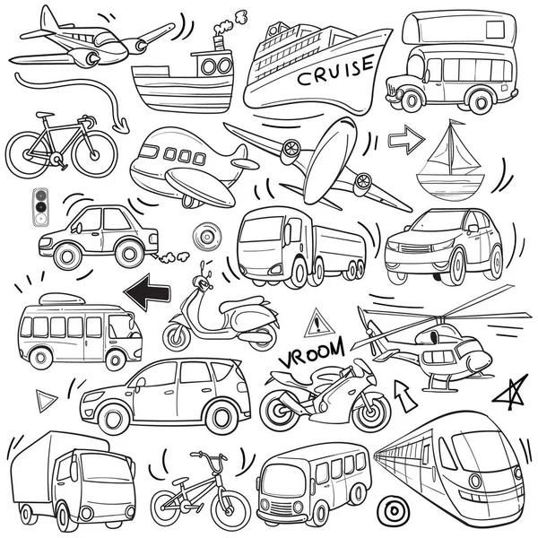 Illustration Vectorielle Graphique Thème Véhicule Transport Dans Style Simple Doodle — Image vectorielle