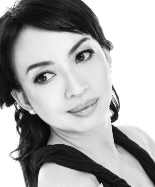kız yüz - siyah beyaz