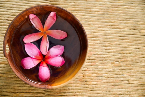 Frangipani en tazón de madera de agua —  Fotos de Stock