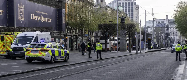 Garda Police Checkpoint Connell Street Dublin Ireland Kontroluje Dodržování Koronavirových Stock Obrázky