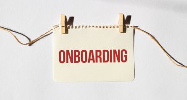 Mesajlı kart ONBOARDING. Diyagram ve beyaz arkaplan