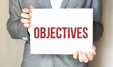 Kart tutan bir işadamı OBJECTIVES metni