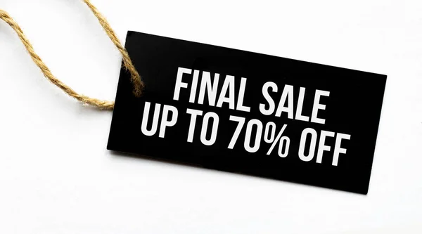 Final Sale Percent Text Auf Einem Schwarzen Tag Auf Weißem — Stockfoto