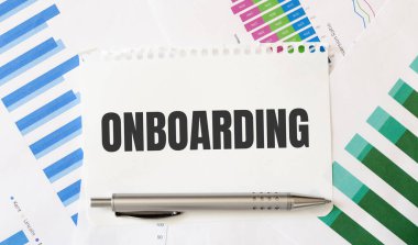 Mesajlı kart ONBOARDING. Diyagram ve beyaz arkaplan