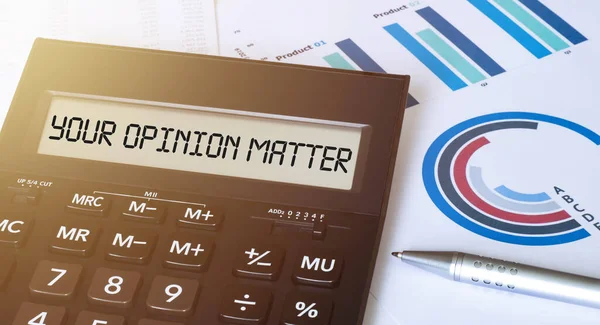 Word Your Opinion Matter Calculator Business Finance Concept — Stock Photo, Image