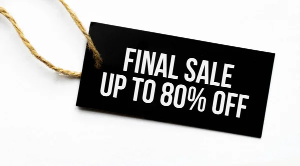 Final Sale Percents Text Black Tag White Paper Background — Stock Photo, Image