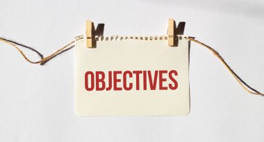 OBJECTIVES yazılı kart. Diyagram ve beyaz arkaplan
