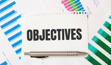 OBJECTIVES yazılı kart. Diyagram ve beyaz arkaplan