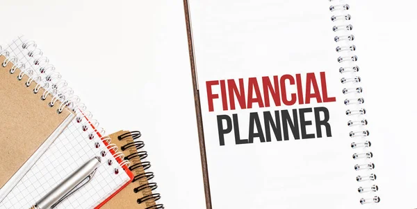 Notepads White Background Text Financial Planner — Stock Photo, Image