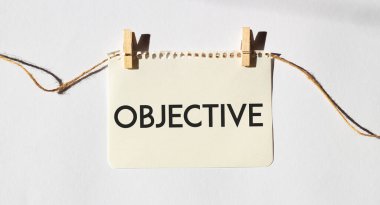 OBJECTIVE yazılı kart. Diyagram ve beyaz arkaplan