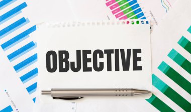 OBJECTIVE yazılı kart. Diyagram ve beyaz arkaplan
