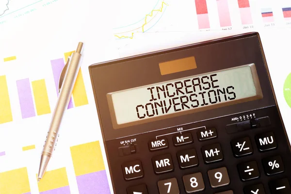 Conversões Aumento Palavras Calculadora Conceito Empresarial Fiscal — Fotografia de Stock