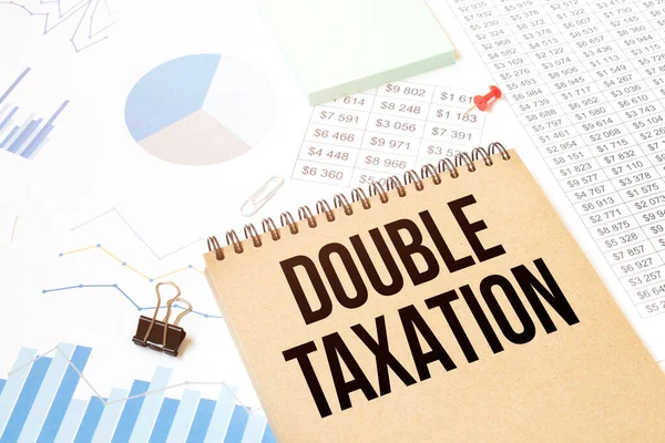 Notepad Textem Double Taxation Diagram Bílé Pozadí — Stock fotografie
