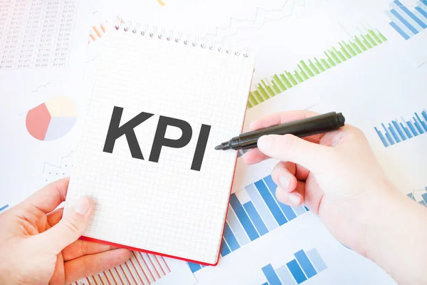 Notepad Text Kpi Diagram White Background — Stock Photo, Image