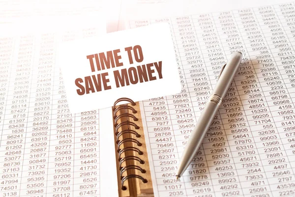 Text Time Money Paper Card Pen Financial Documentation Table Business — стоковое фото