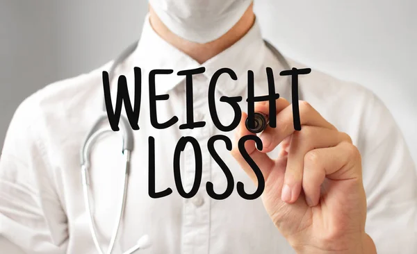 Arzt Schreibt Wort Gewichtsverlust Mit Marker Medizinisches Konzept — Stockfoto