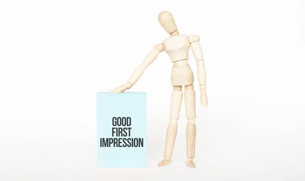 Buen Concepto Primera Impresión Tacto Marioneta Madera Bloque Madera Verde — Foto de Stock