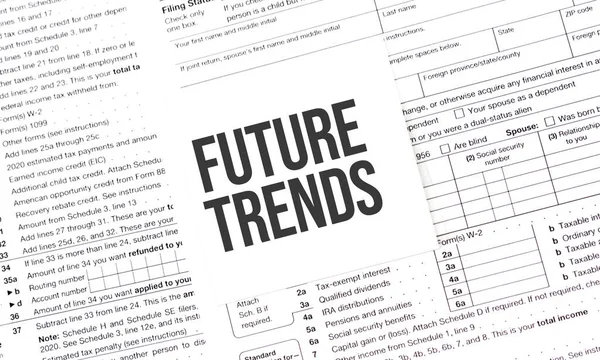 Yellow Paper Note With Words Future trends , Tax concept