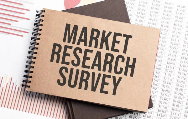 Notepad Text Market Research Survey Charts Numbers Business Concept — Stock Photo, Image