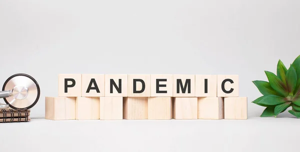Pandemic Word Made Wooden Blocks Concept — ストック写真