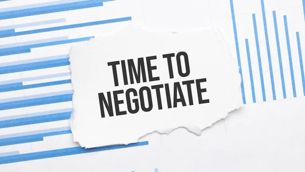 Torn Paper Text Time Negotiate Bar Graph Report — Stock Photo, Image