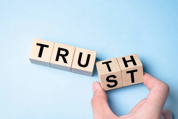 Truth Instead Trust Hand Turns Dice Changes Word Trust Truth — Stock Photo, Image