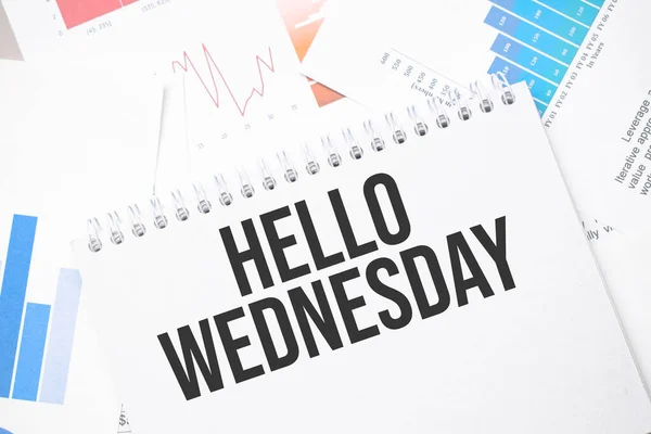 Hello Wednesday Text Paper Chart Background Pen — Stock Photo, Image