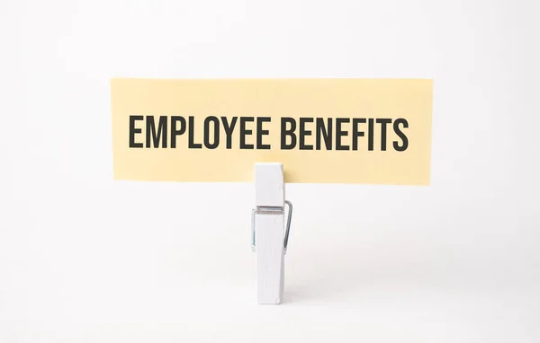 Employee Benefits Text Paper White Background — Stock Photo, Image