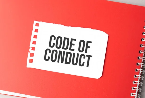 Palabra Código Conducta Papel Roto Bloc Notas Rojo — Foto de Stock