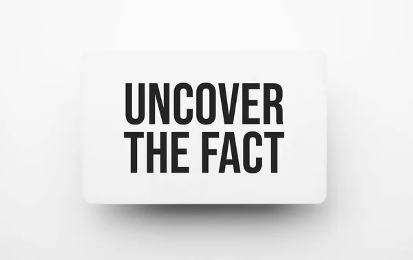 Uncover Fact Sign Notepad White Backgound — Stock Photo, Image