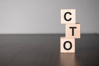 Businesswoman made word cto with wood building blocks. clipart