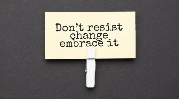 Resist Change Embrace Text Paper Wihte Clip Black Background — ストック写真