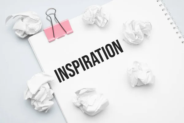 Inspiration Blank Sheet Paper Red Paper Clip Word Ideas Crumpled — Zdjęcie stockowe