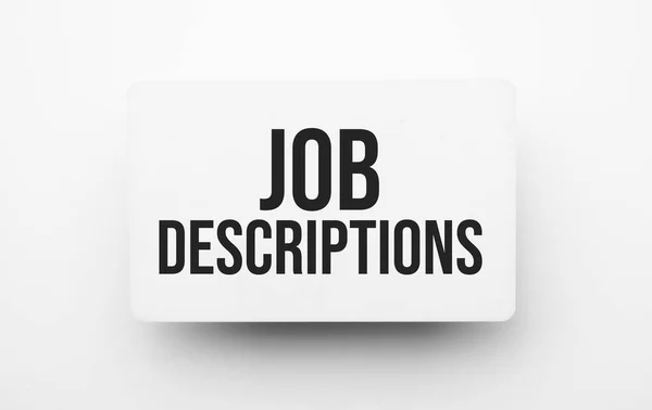 Job Descriptions Sign Notepad White Backgound — Stok fotoğraf