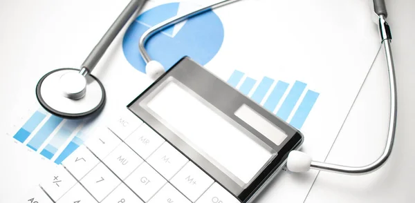 Stethoscope Calculator Documents Medical Insurance Concept — Stock Photo, Image