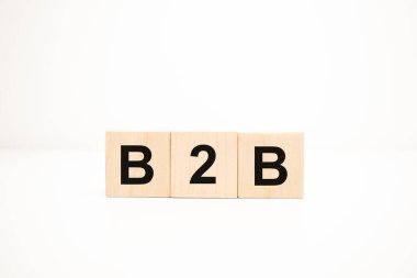 Tahta küplere b2B konsepti. İş konsepti