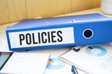 policies words on labels with document binders clipart