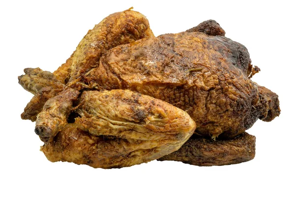 Настоящий Жареный Цыпленок Белом Фоне Перфект Здоровых Диет Разведения Приготовления — стоковое фото