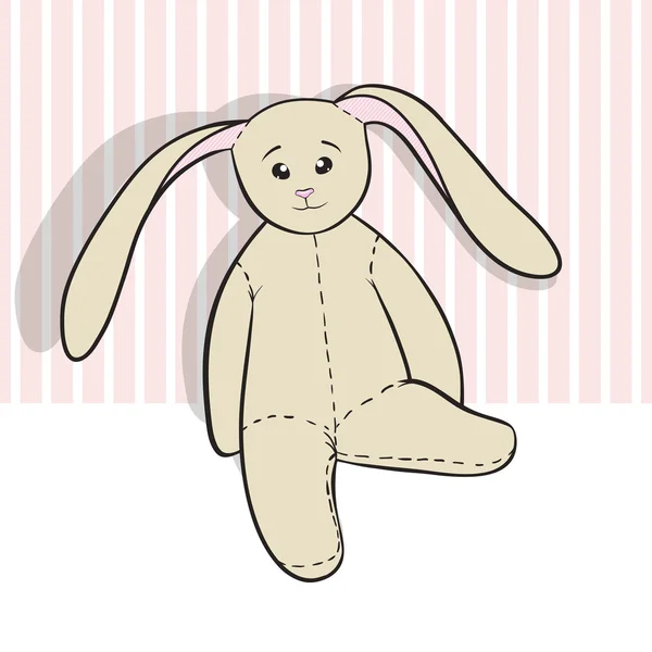 드로잉 헝겊 토끼 앉아 고립 된 손 — 스톡 벡터