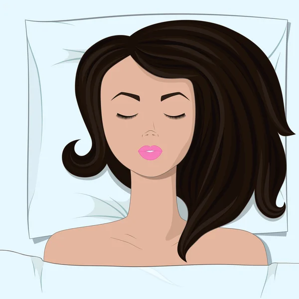 Young beautiful girl is slepping in the bed — Stock Vector